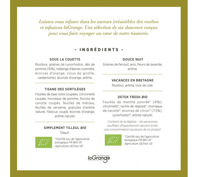 Coffret LES INFUSIONS laGrange - 6 références - 48 sachets - lot de 3