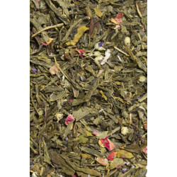 Thé vert et blanc mauve fruits exotiques