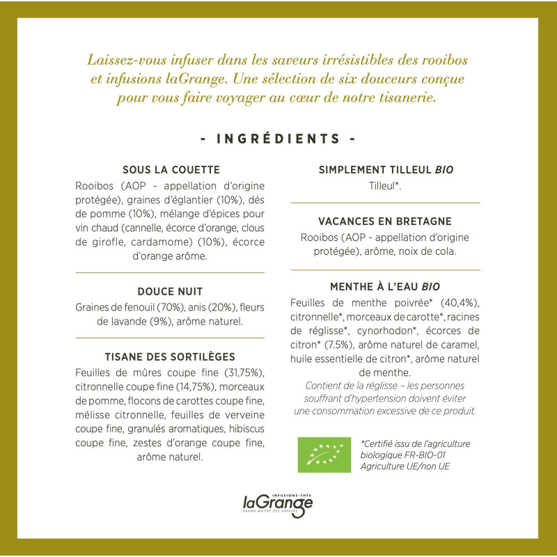 Coffret LES INFUSIONS | Tisanerie sachet individuel laGrange